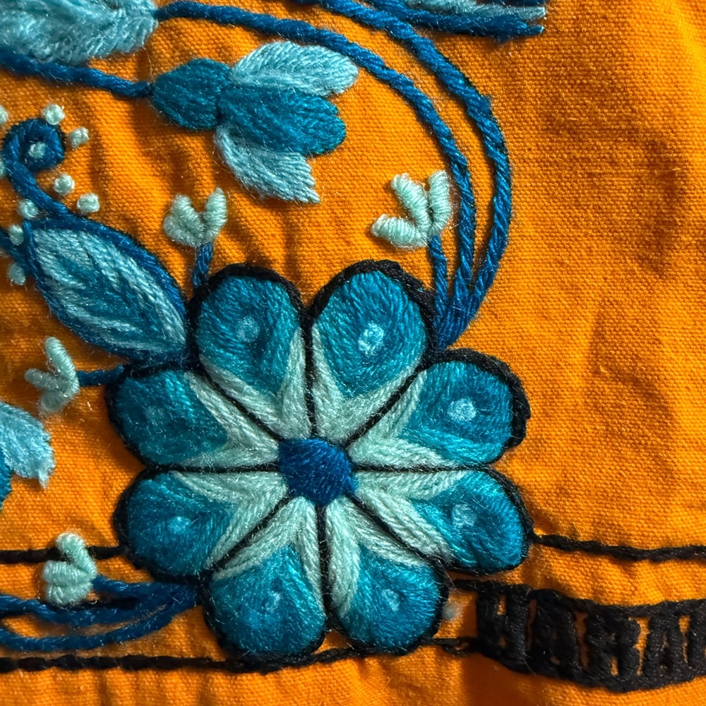 Anthropologie - Harare Bright Orange Embroidered Skirt! Gorgeous - Picture 6 of 10